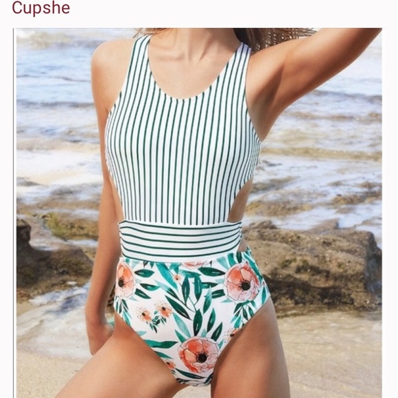 Cupshe Other - Cupshe vertical stripe poppy tie one piece flower